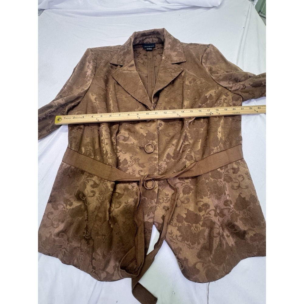 Lane Bryant Floral Brocade Tapestry Blazer 18 W Cottagecore 3/4 sleeve Belted - Picture 5 of 8